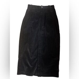 VINTAGE CONDOR button down corduroy midi skirt black women Size 3/4 pockets EUC
